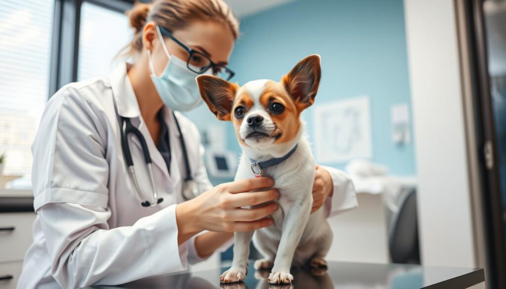 Image of a vet examining a pet