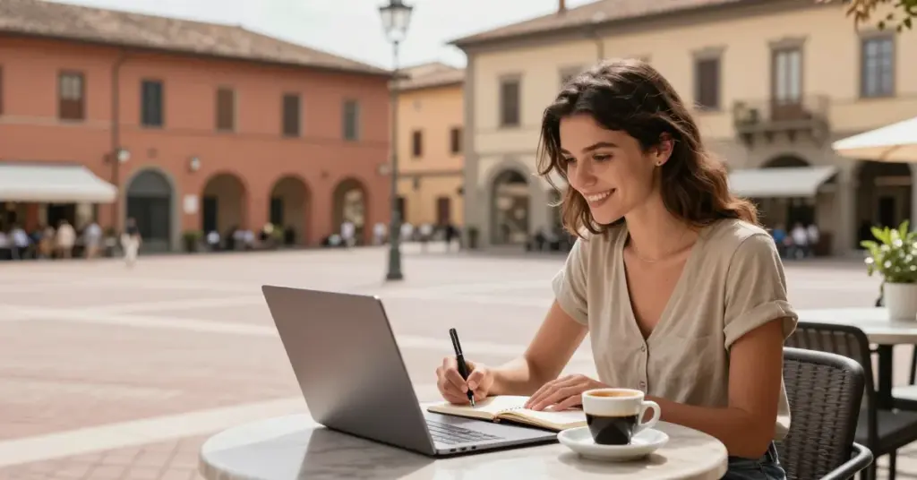 Giovane che segue un corso di formazione online